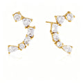 Multi-Cut Zirconia Ear Climber Earrings – Waterproof 18K Gold