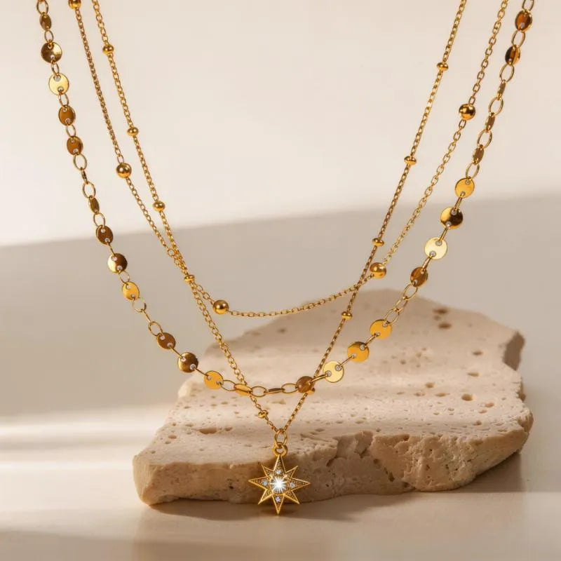 Multi-Layer Chain Necklace – Waterproof Stainless Steel