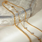 Multi-Layered Bead & Zirconia Bracelet – Waterproof 18K Gold