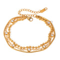 Multi-Layered Bead & Zirconia Bracelet – Waterproof 18K Gold