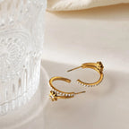 North Star Zirconia Double Hoop Earrings – Waterproof 18K Gold