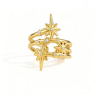 Celestial Starburst Zirconia Open Ring | Waterproof 18K Gold