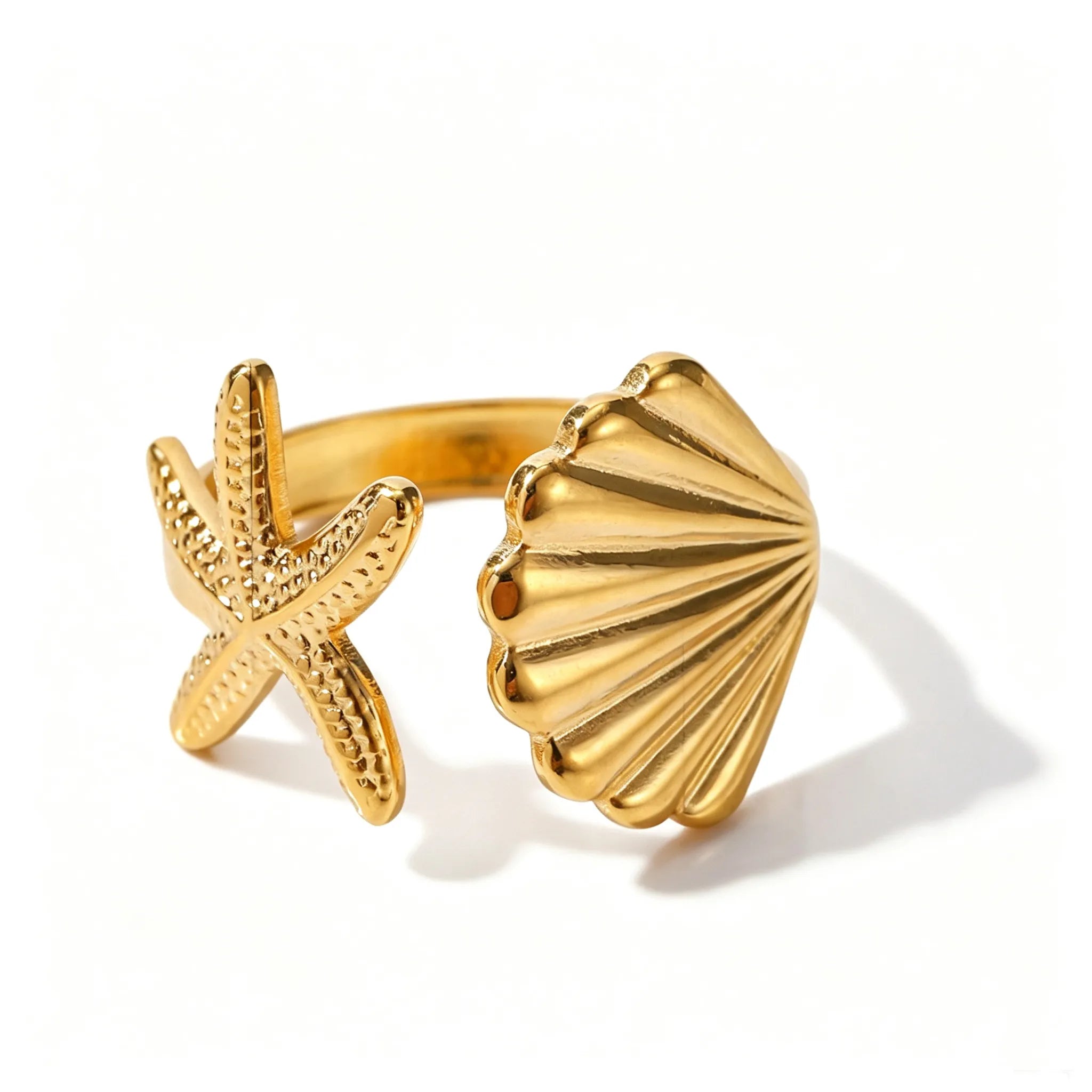 Starfish Gold Open Ring– Waterproof Stainless Steel