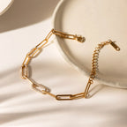 Paperclip Chain & Pavé Zirconia Bracelet – Waterproof 18K Gold