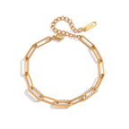Paperclip Chain & Pavé Zirconia Bracelet – Waterproof 18K Gold