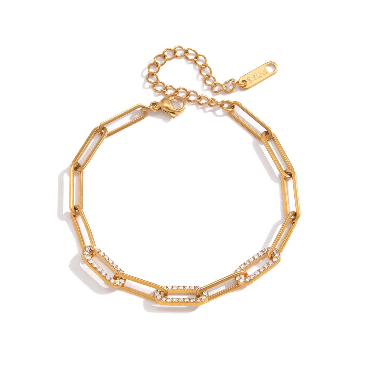 Paperclip Chain & Pavé Zirconia Bracelet – Waterproof 18K Gold