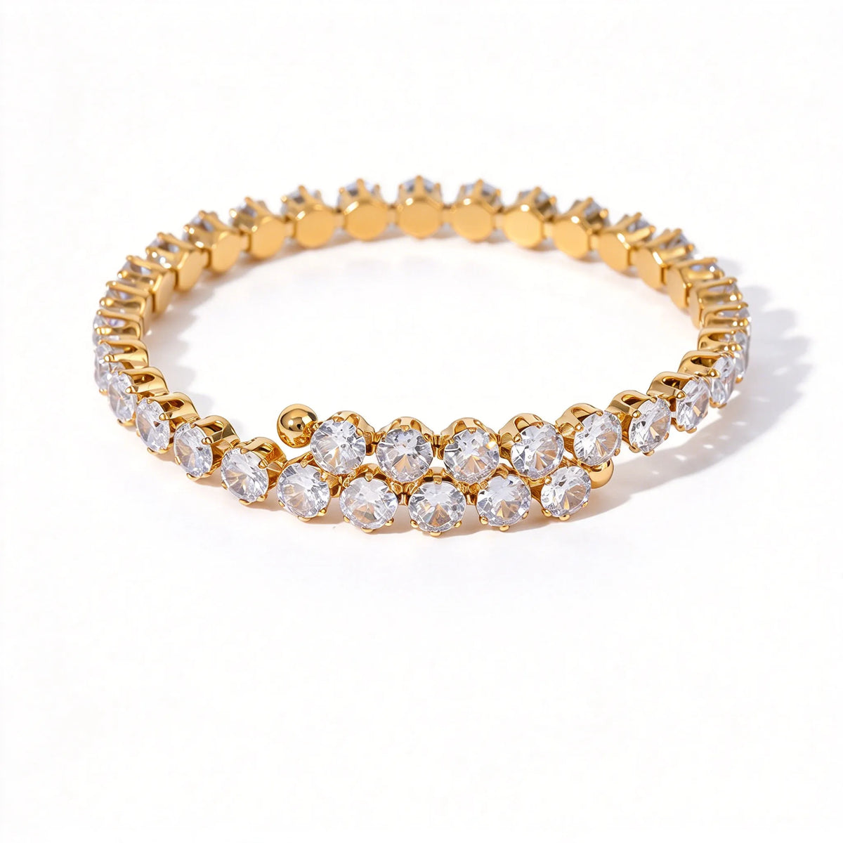 Waterproof Pave CZ Cuff Adjustable Bracelet