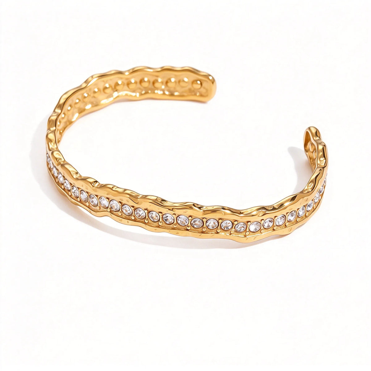 Waterproof Pave CZ Cuff Adjustable Bracelet