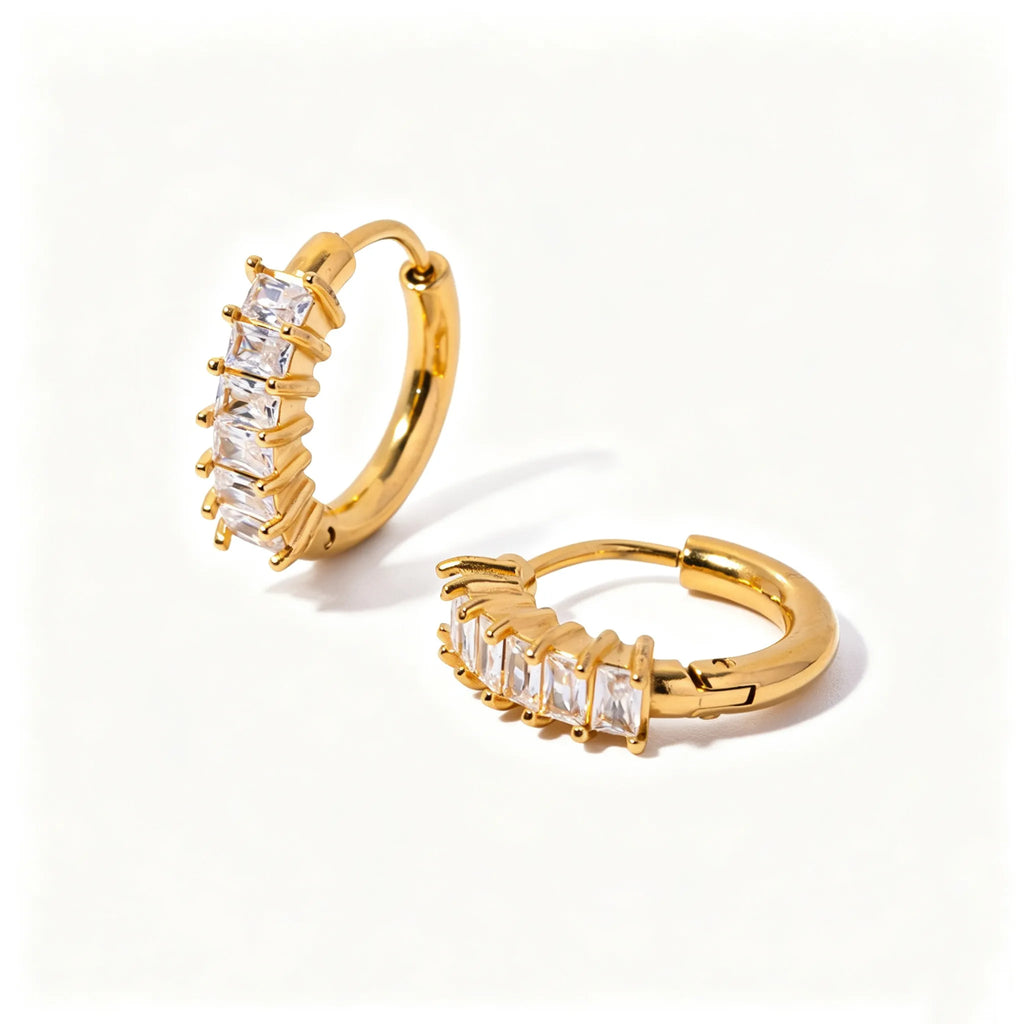 Waterproof Pavé Zircon Ear Stud & Ear Cuff