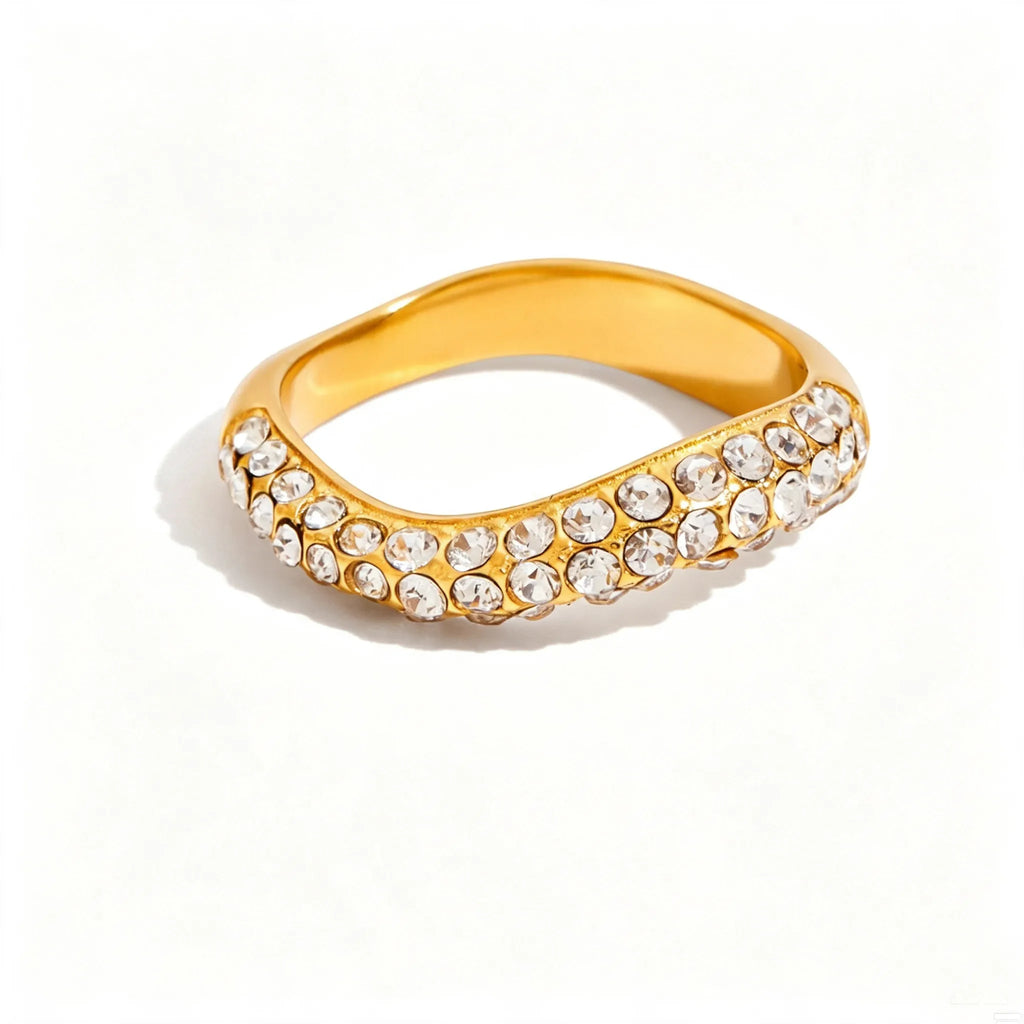 Waterproof Pave Zirconia Statement Layering Ring