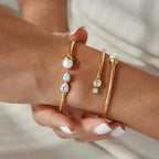 Waterproof Pearl & CZ Cuff Bracelet