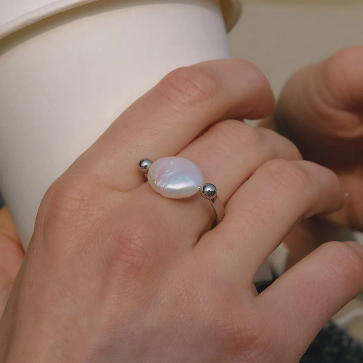 Baroque Pearl Statement Ring – Waterproof Stainless Steel