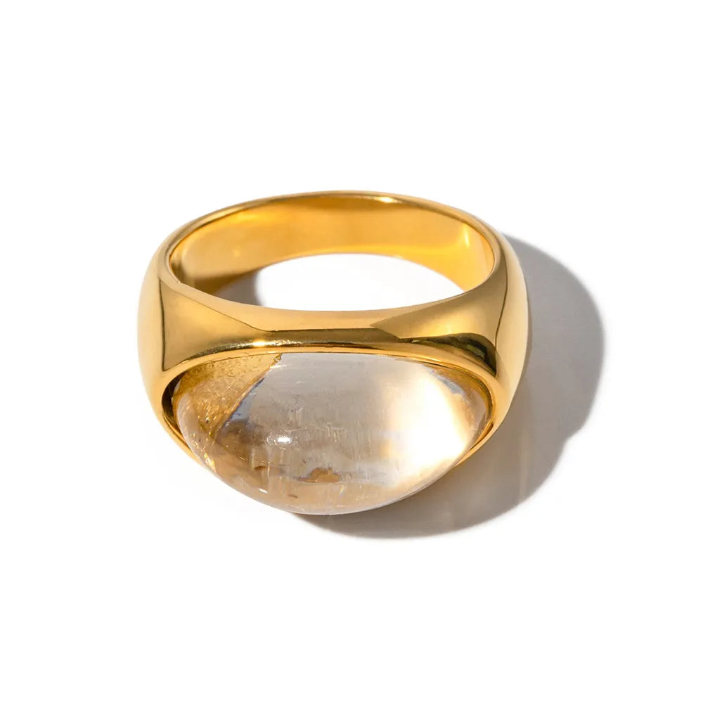 Colorful Resin Statement Band Ring – Waterproof 18K Gold