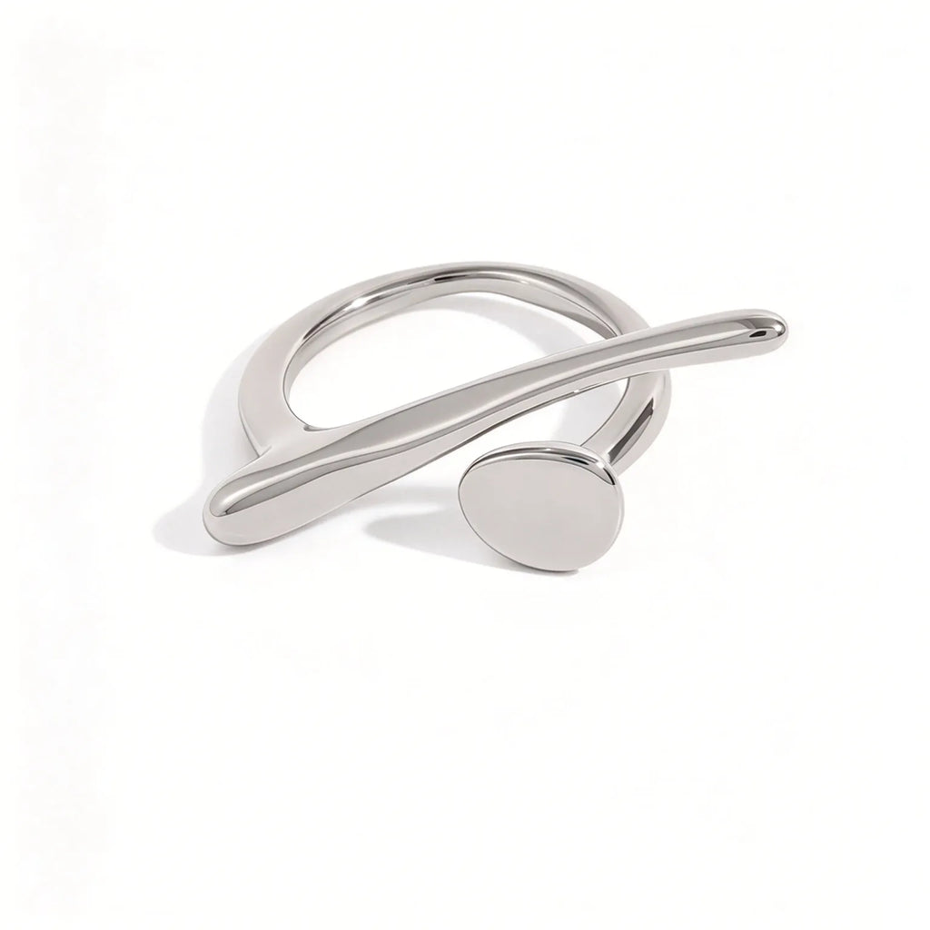 Waterproof Abstract Sculptural Band Open Ring