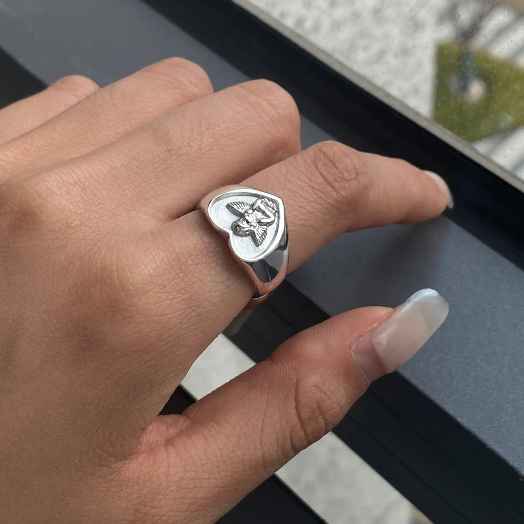 Waterproof Angel Signet Ring