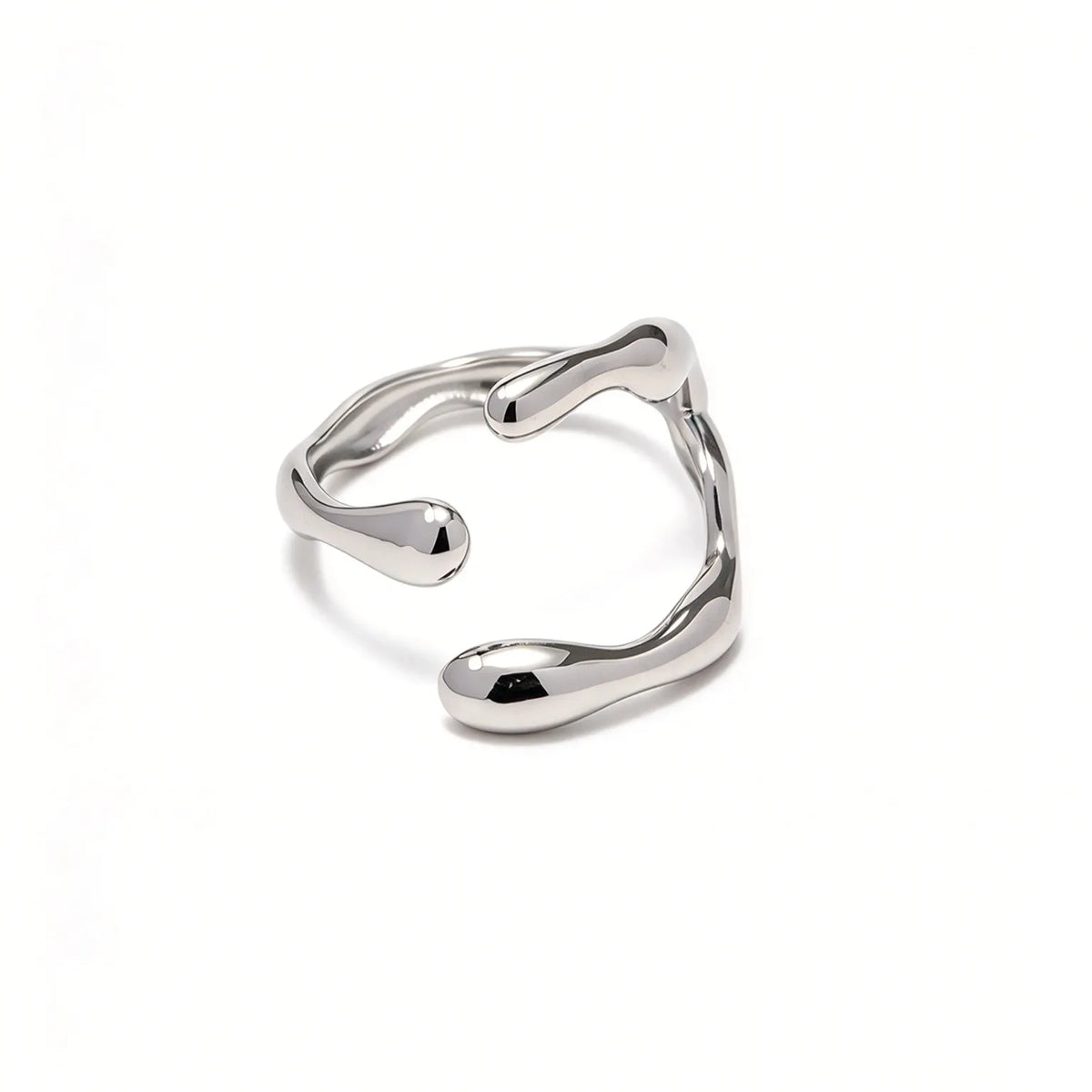 Waterproof Wavy Minimalist Adjustable Band Open Ring