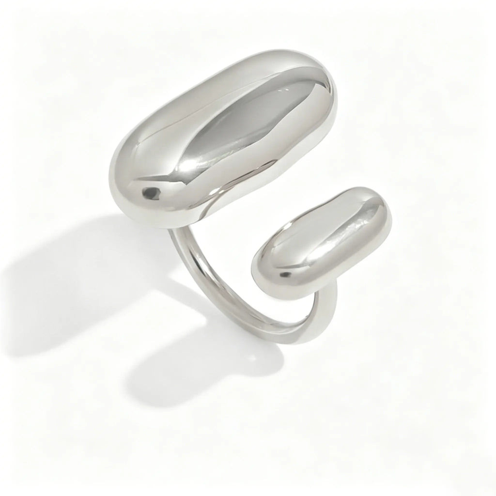 Waterproof Sculptural Pill Open Ring