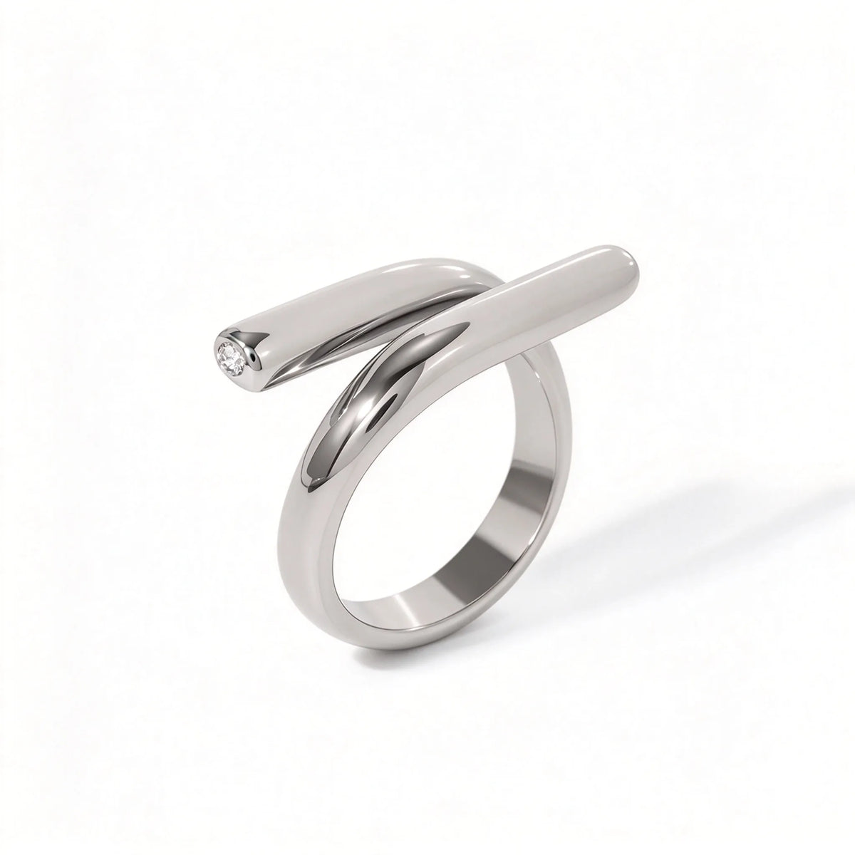 Waterproof Silver Chunky Open Bands Ring