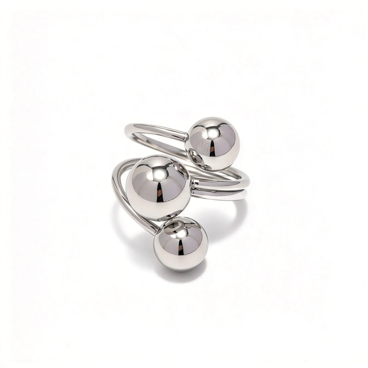 Waterproof Silver Chunky Open Bands Ring