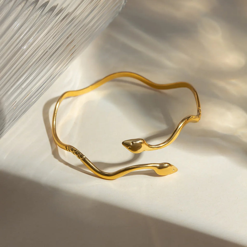 Snake Coil Bangle Bracelet – Waterproof 18K Gold