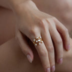 CZ Crown, Pear & Wave Stackable Ring Set – Waterproof 18K Gold
