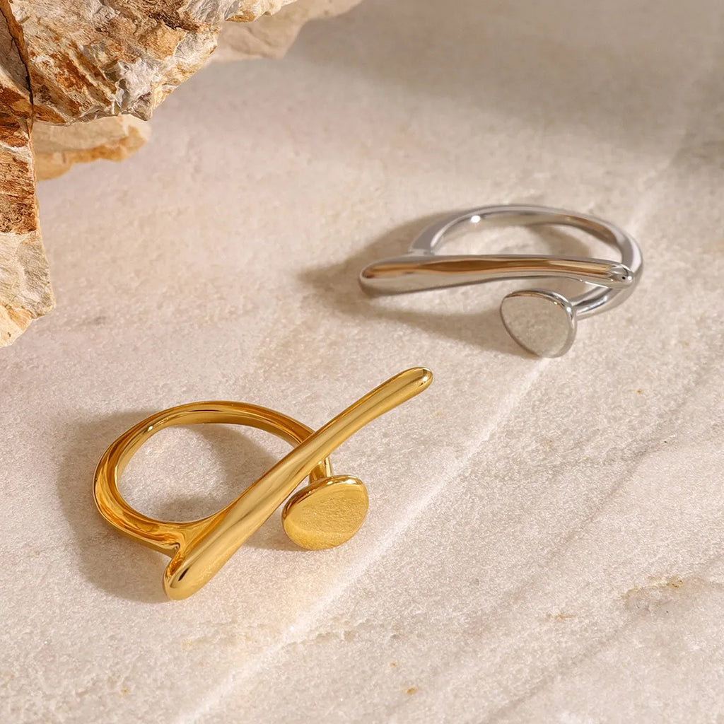 Waterproof Abstract Sculptural Band Open Ring