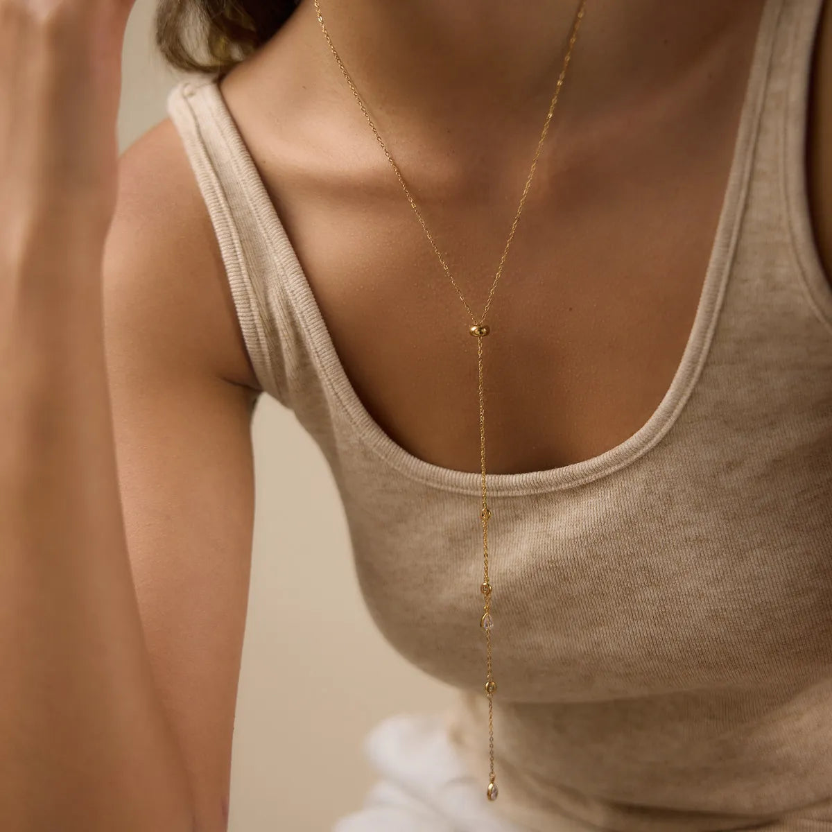 Adjustable Lariat Y-Necklace – Waterproof Stainless Steel