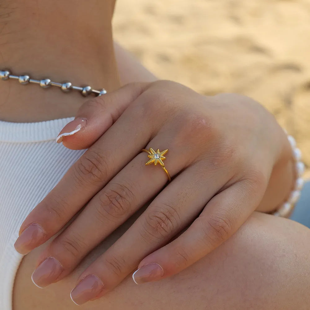 Minimalist Star Open Ring – Waterproof Stainless Steel
