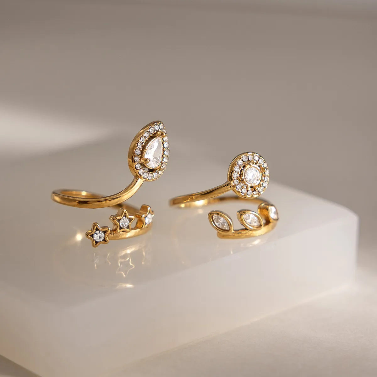 Celestial Leaf Wrap Ring – Waterproof Stainless Steel