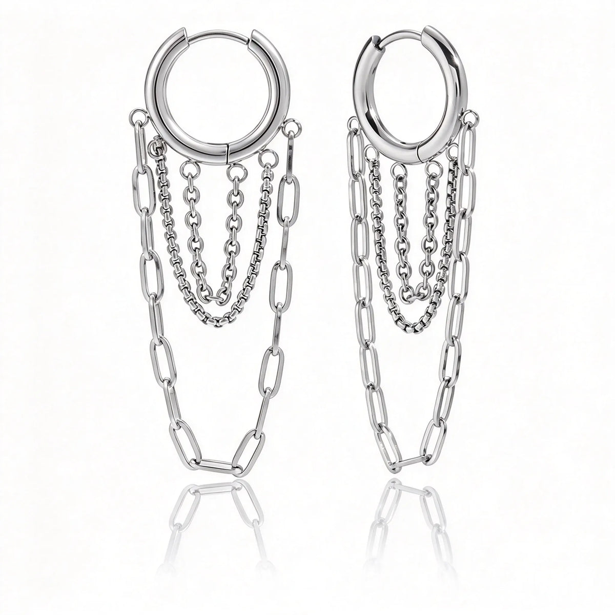 Waterproof Stainless Steel Multi-Chain Hoop Earrings