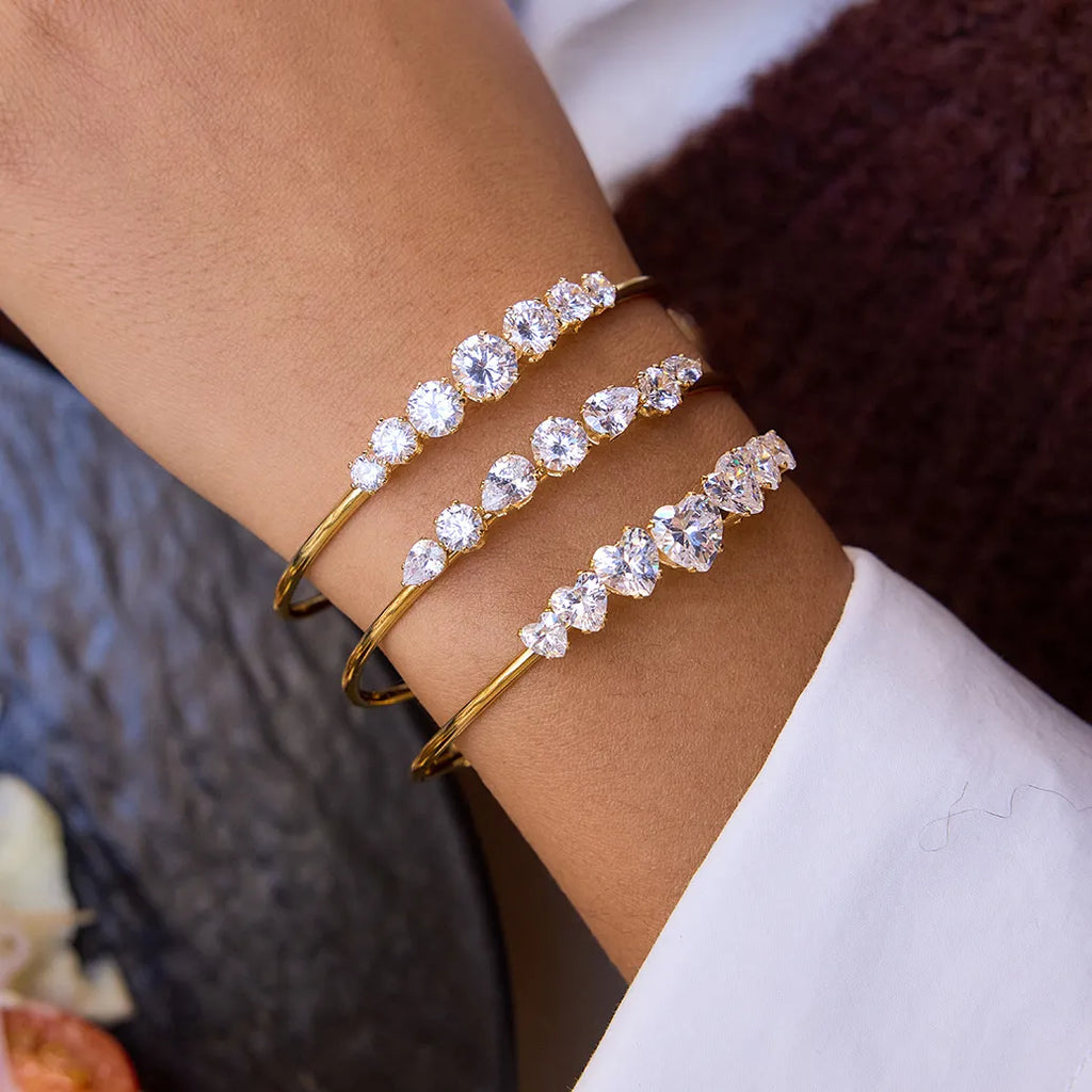 Waterproof CZ Crystal Cuff Bracelet