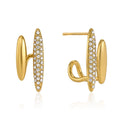 Gold Crystal Crawler & Huggie Stud Earrings – Waterproof