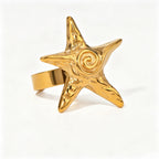 Starfish Gold Open Ring– Waterproof Stainless Steel