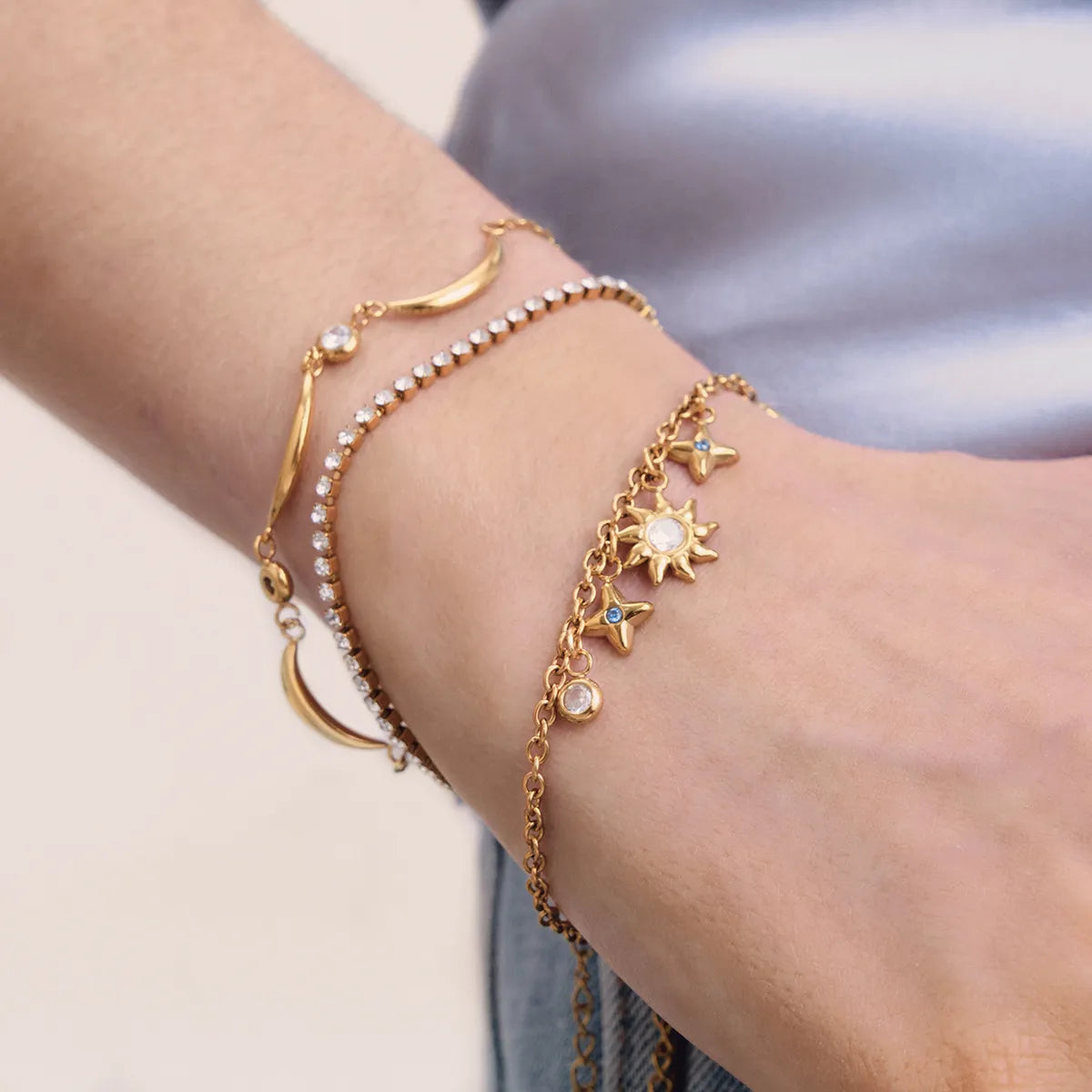 Star Moon Adjustable Bracelet – Waterproof Stainless Steel