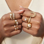 Waterproof Gold CZ Adjustable Ring