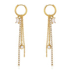 Waterproof Zircon Drop Hoop Earrings