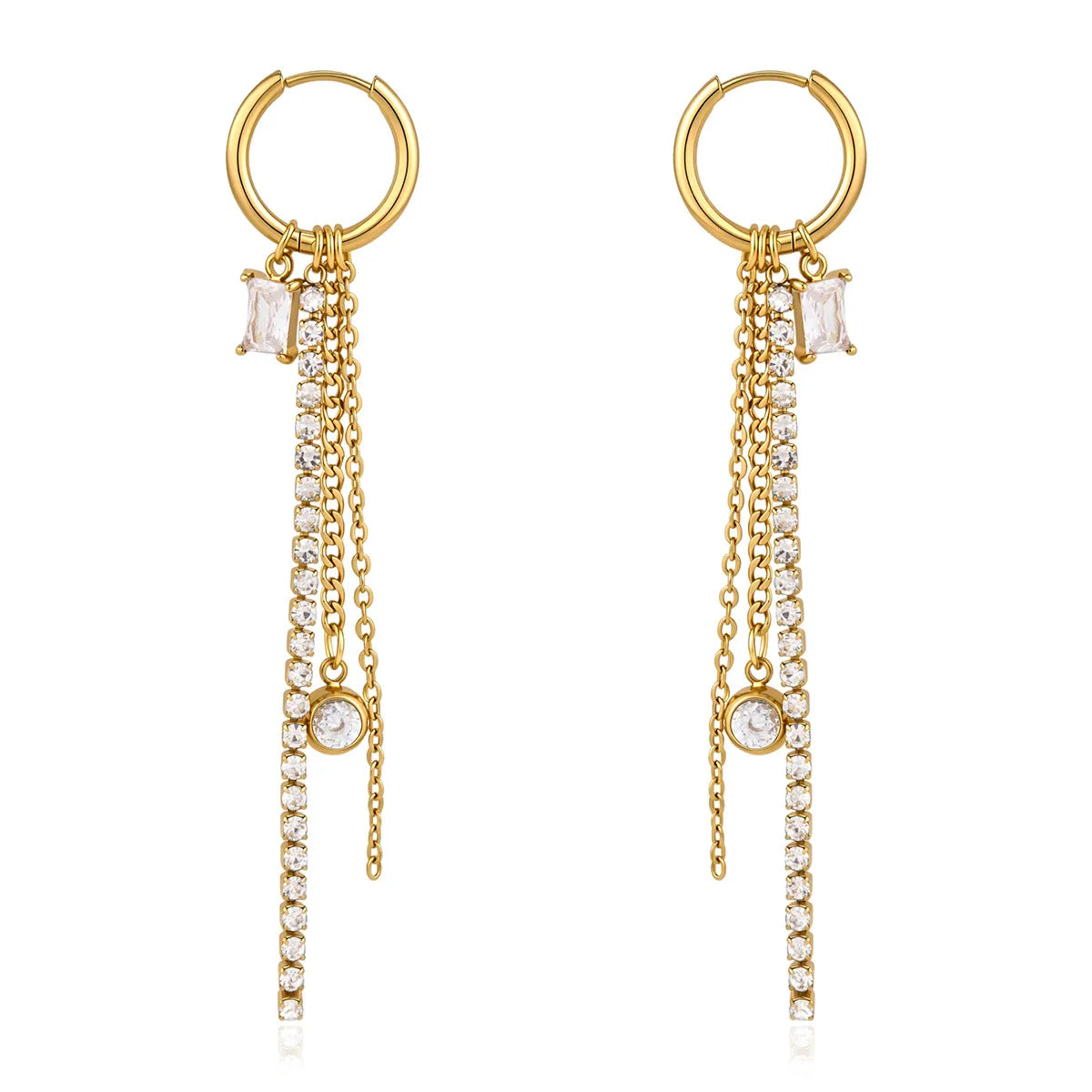 Waterproof Zircon Drop Hoop Earrings