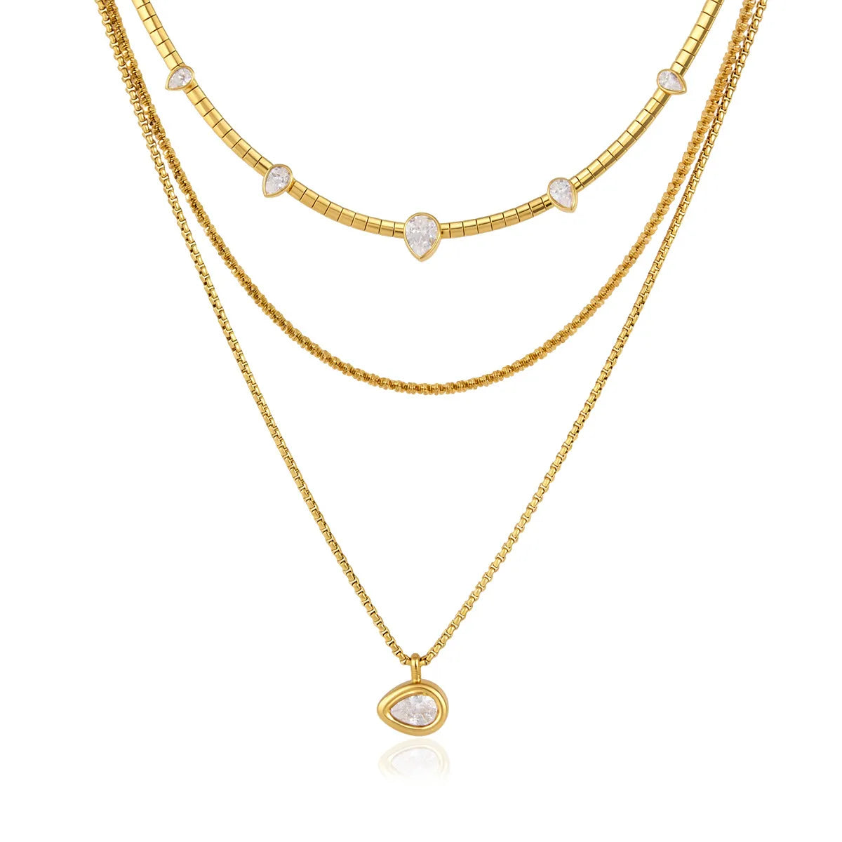 Waterproof Gold  Layering Choker Teardrop Necklace