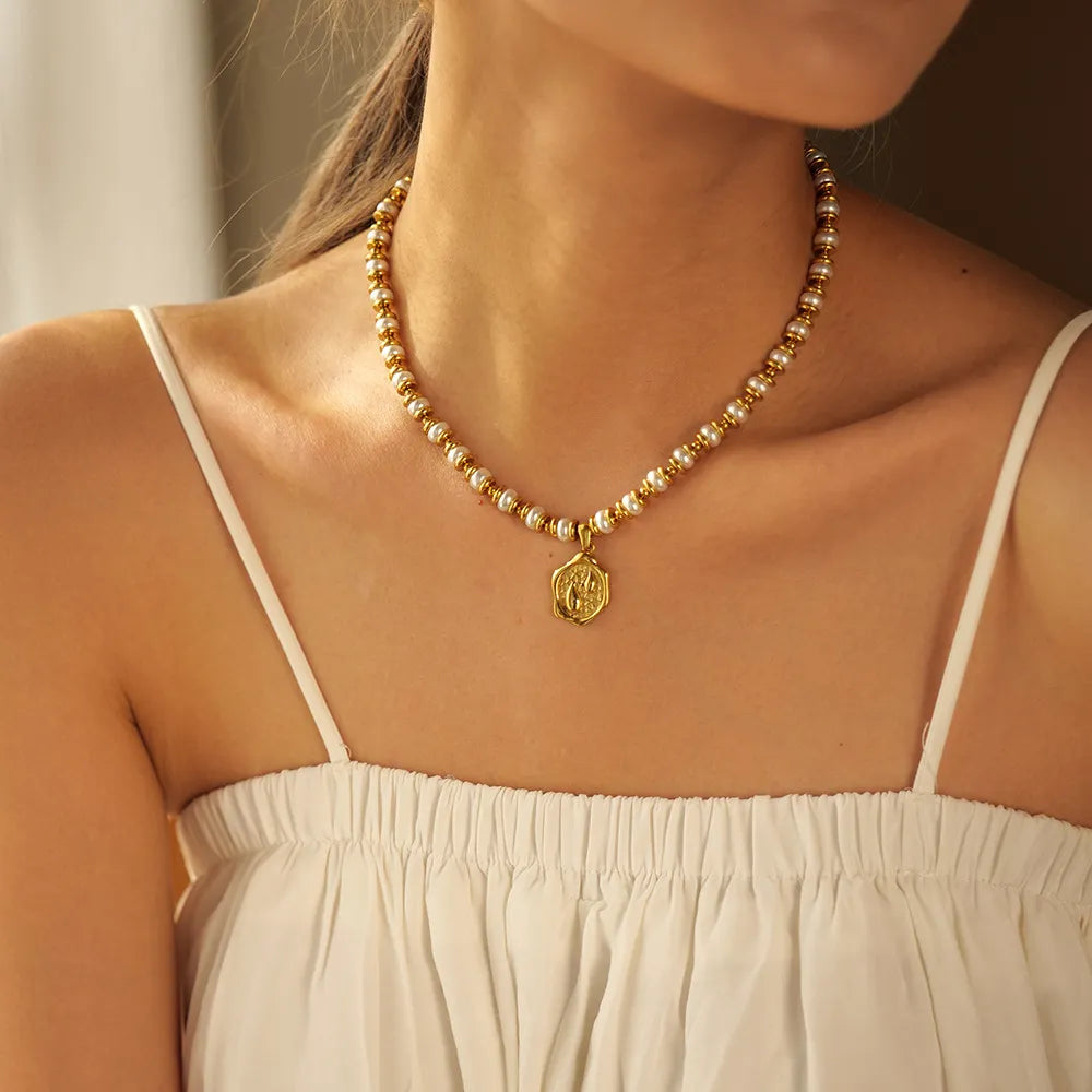 Waterproof Gold Pearl Necklace