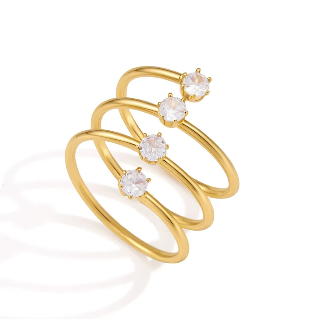 Waterproof Spiral CZ Stacked Open Ring