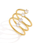 Waterproof Spiral CZ Stacked Open Ring