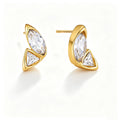 Bezel-Set CZ Statement Stud Earrings – Waterproof 18K Gold