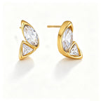Bezel-Set CZ Statement Stud Earrings – Waterproof 18K Gold