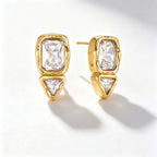 Bezel-Set CZ Statement Stud Earrings – Waterproof 18K Gold