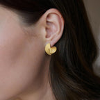 Waterproof Gold Fan Stud Earrings