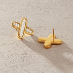 Waterproof Gold X Stud Earrings
