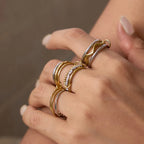 3-in-1 Interlocking Multi-Link Ring | Waterproof 18K Gold