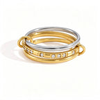 3-in-1 Interlocking Multi-Link Ring | Waterproof 18K Gold