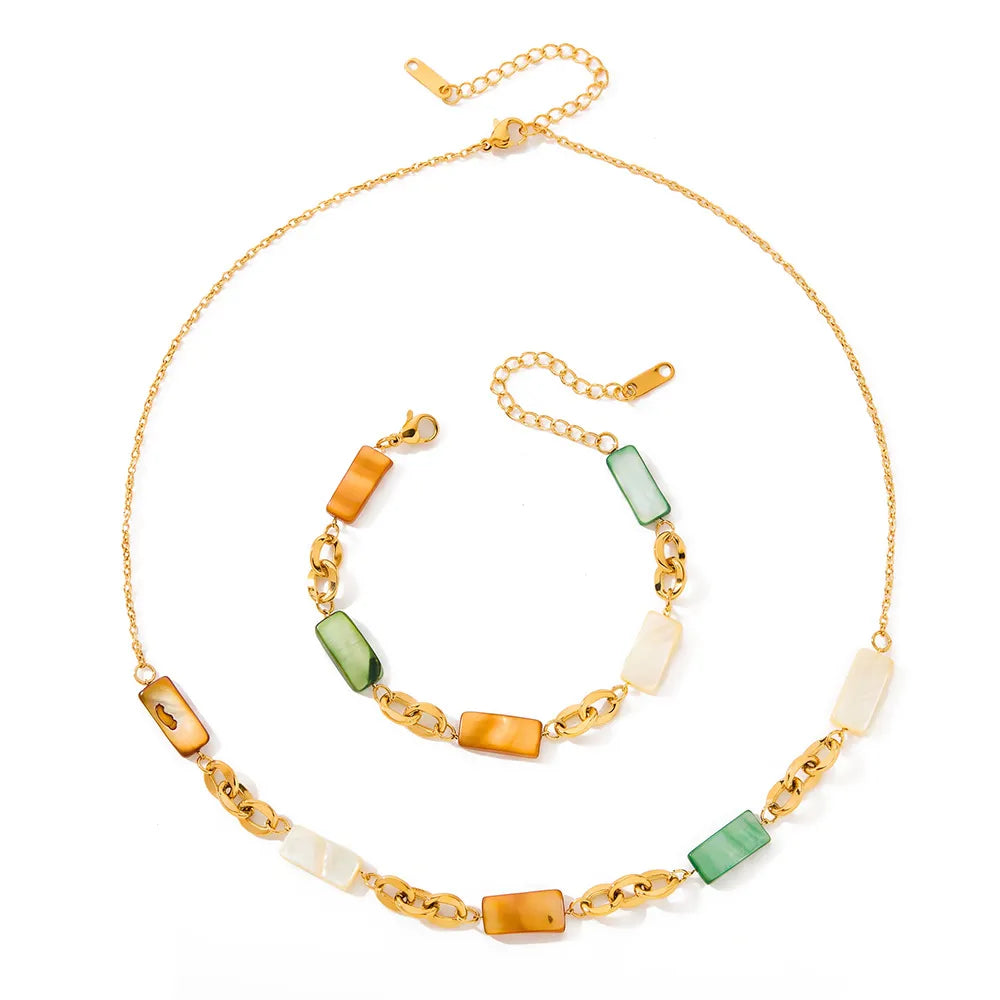 Waterproof Gold Shell Necklace & Bracelet Set