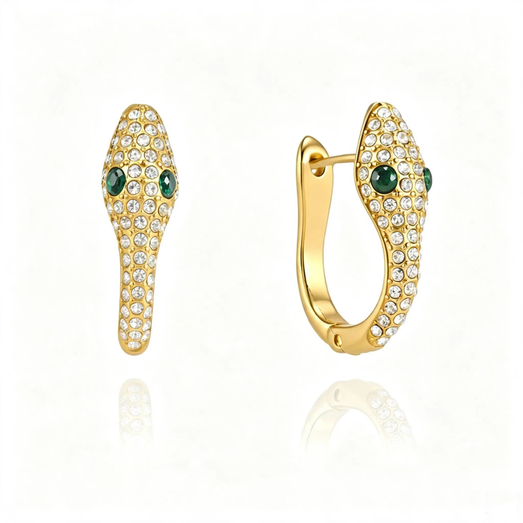 Snake Head Huggie & Ear Cuff Set – Waterproof Steel